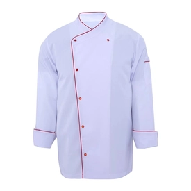 Likralı Premium Aşçı Ceketi Beyaz - Kırmızı